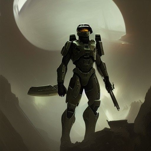 Halo Spartan Warrior in Grim Dark Style