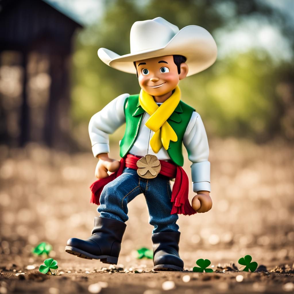 Cowboy Lucky Luke Rides with a Clover