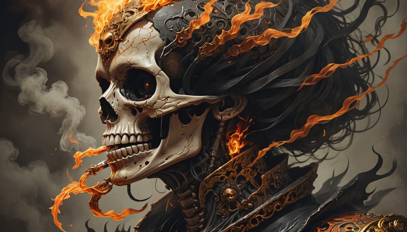 God of Death's Skull in Fiery Devourance