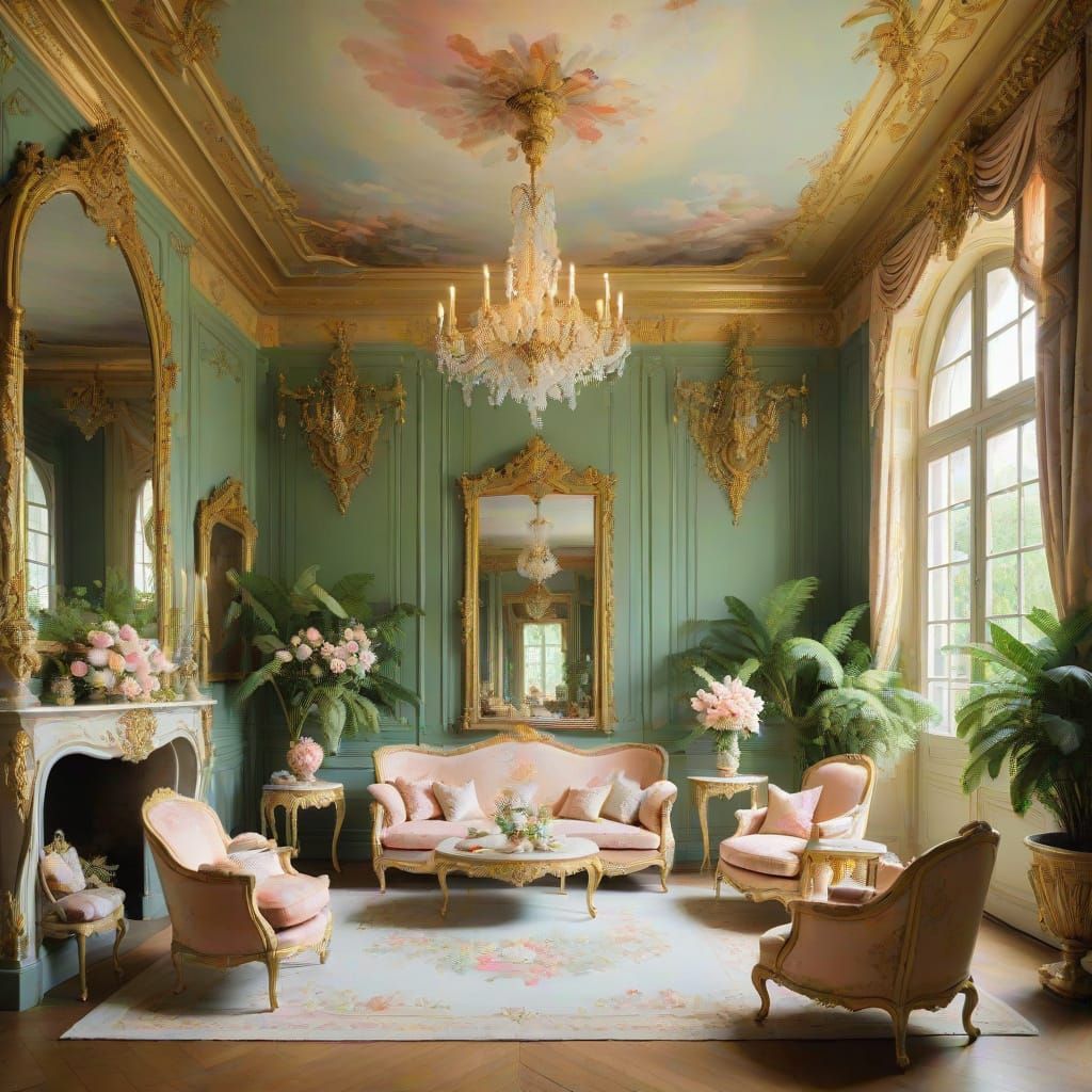 Elegant Rococo Interior in Warm Golden Light