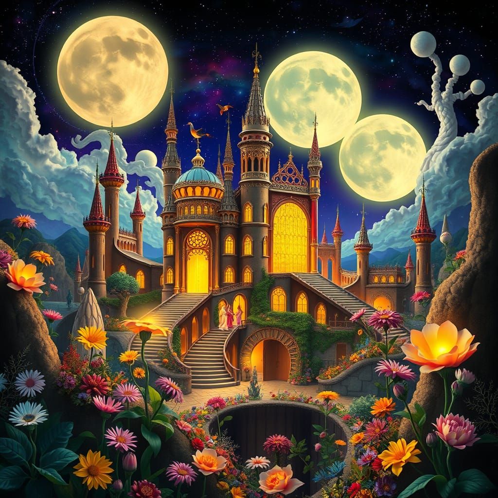 Surreal Dreamscape with Impossible Architecture and Luminous...