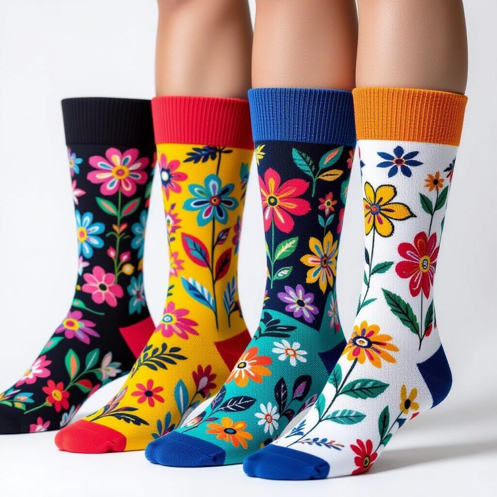 Eclectic Sock Designs in Playful Illustration Style
