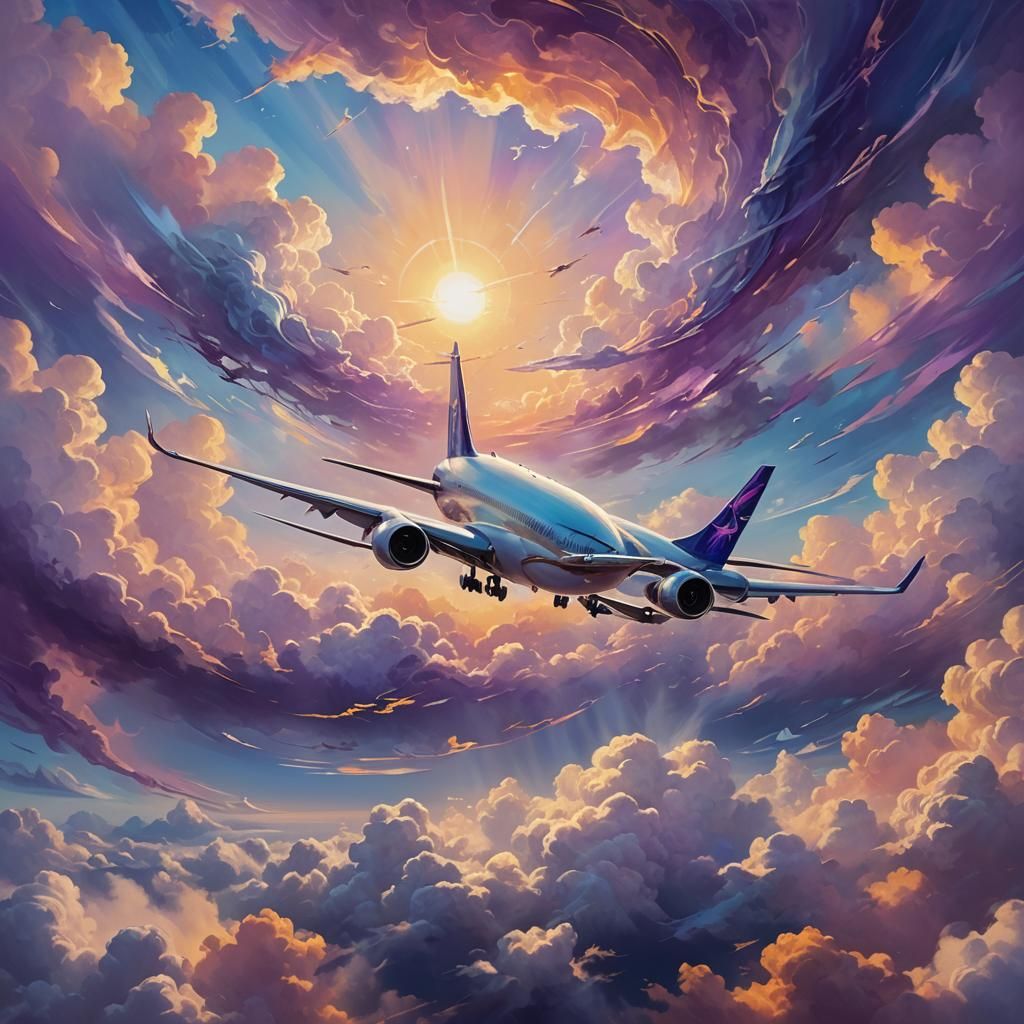 Airplane Soaring Through Vortex: Fantasy Concept Art