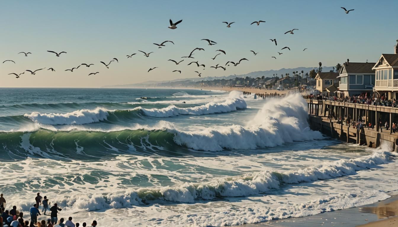 Surreal Rogue Wave Crashes on Redondo Beach