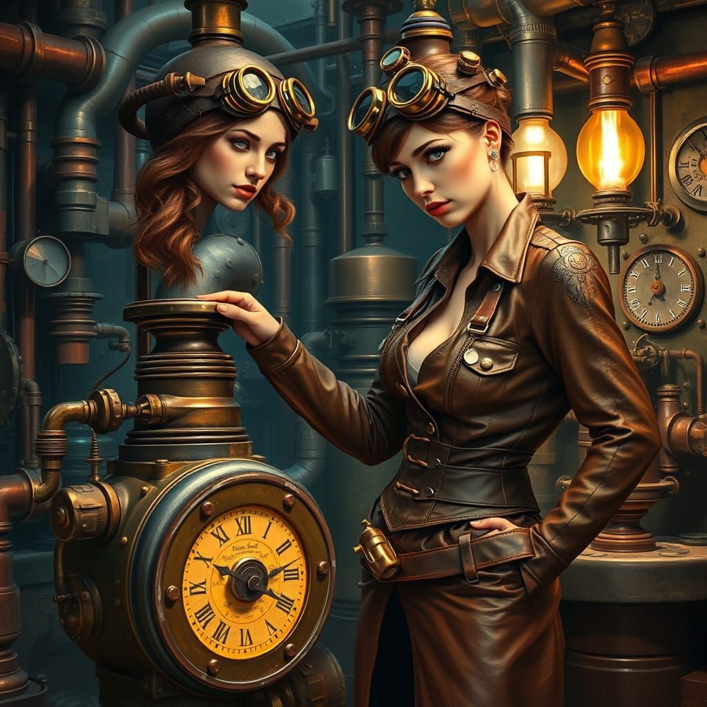 Steampunk Scientist Works on Voice Assistant