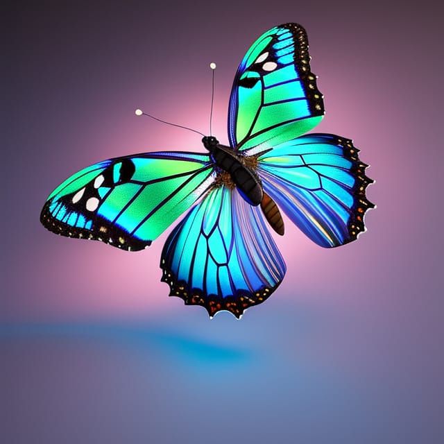 Beautiful exotic butterfly made of intricate crystal glass m...
