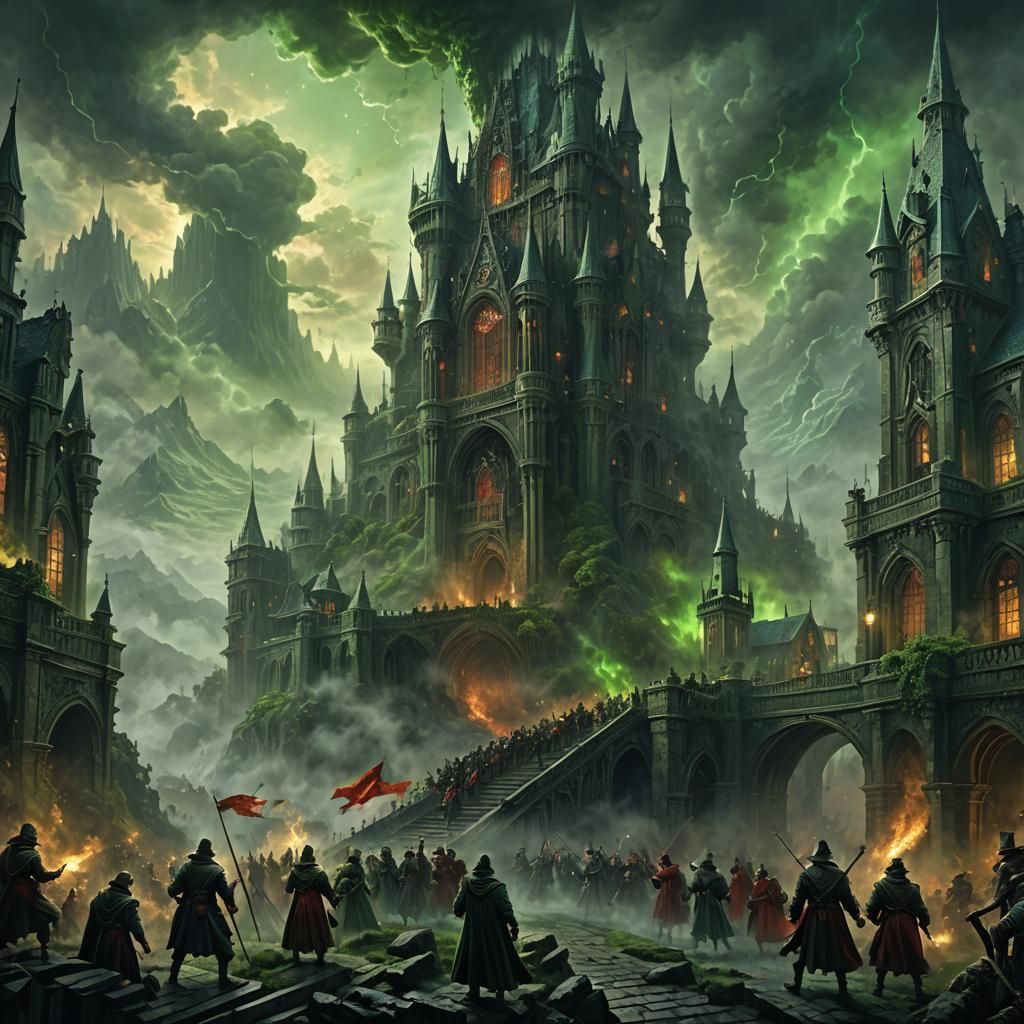 Epic Fantasy Guild Banner in Dark Ethereal Mist