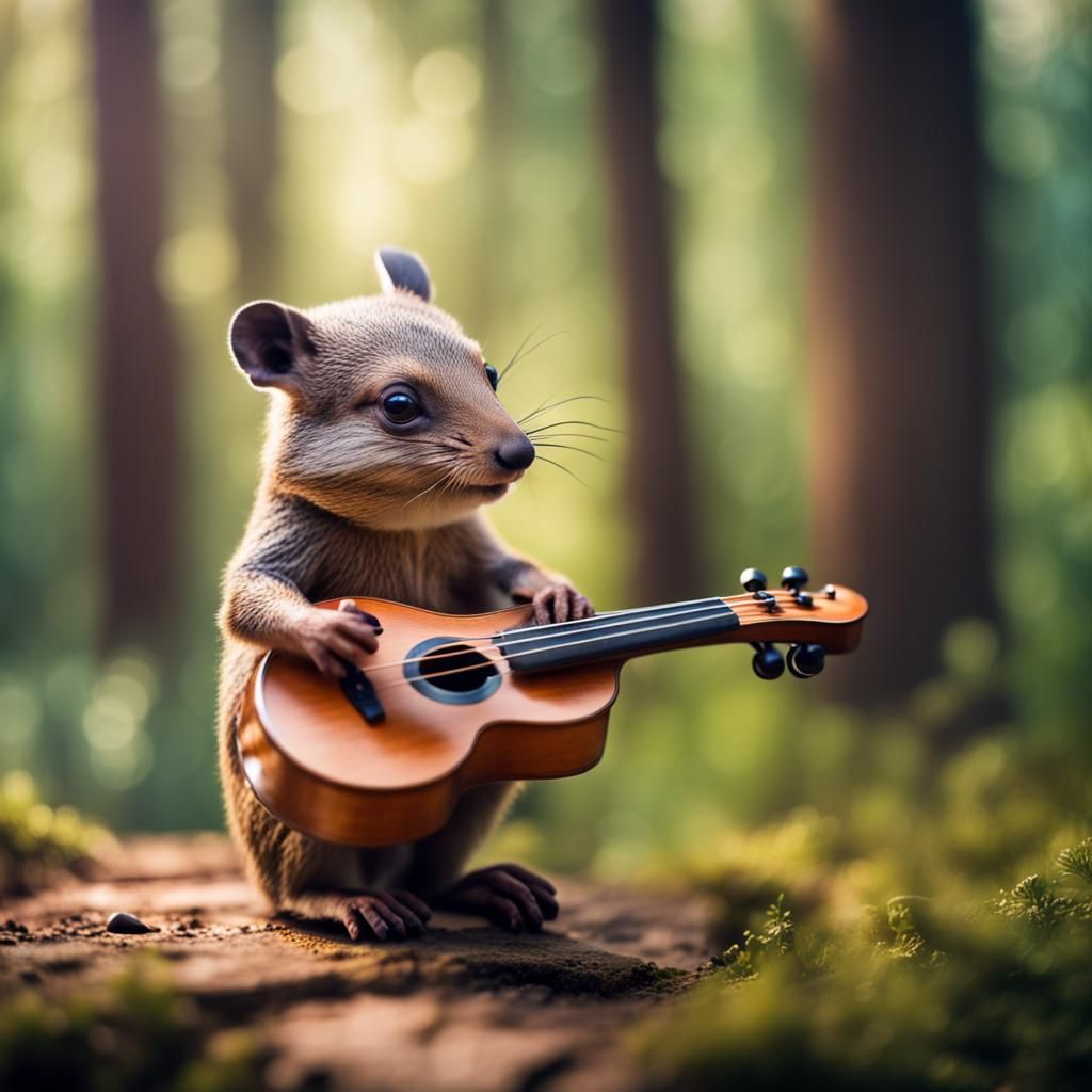 Forest Animal Musician in Natural Light