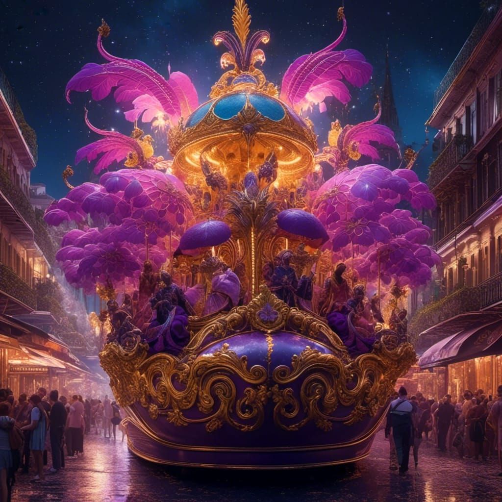 New Orleans Mardi Gras Parade in Dark Fantasy Style
