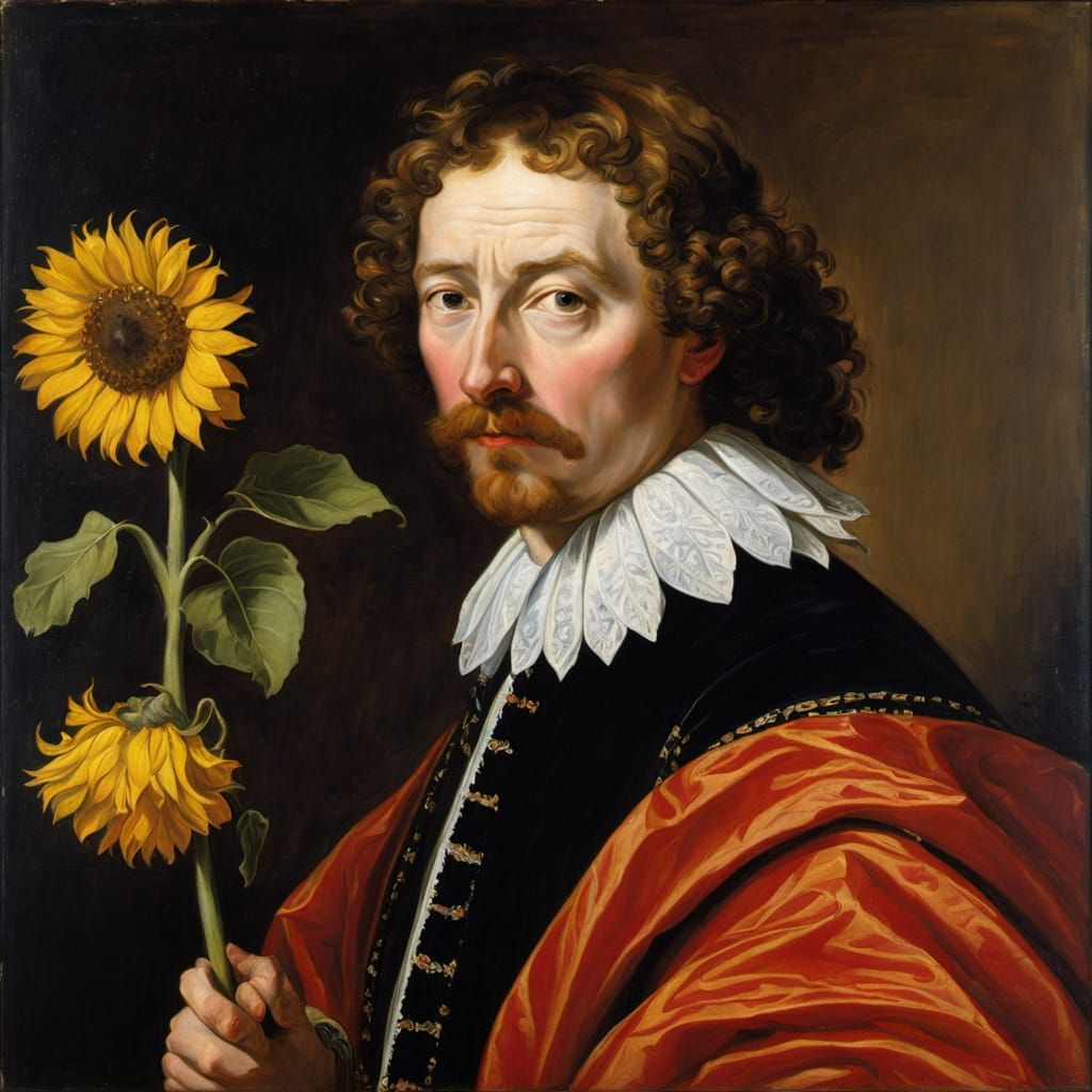 Self-portrait with a Sunflower