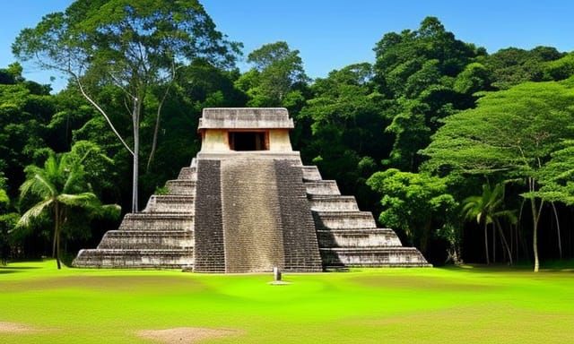 Mayan Temple in Lush Jungle Setting