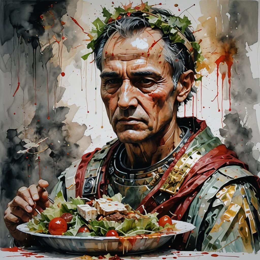 Julius Caesar's Surreal Caesar Salad Masterpiece