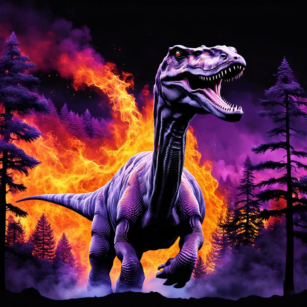 Double Exposure: Brontosaurus and Asteroid Impact