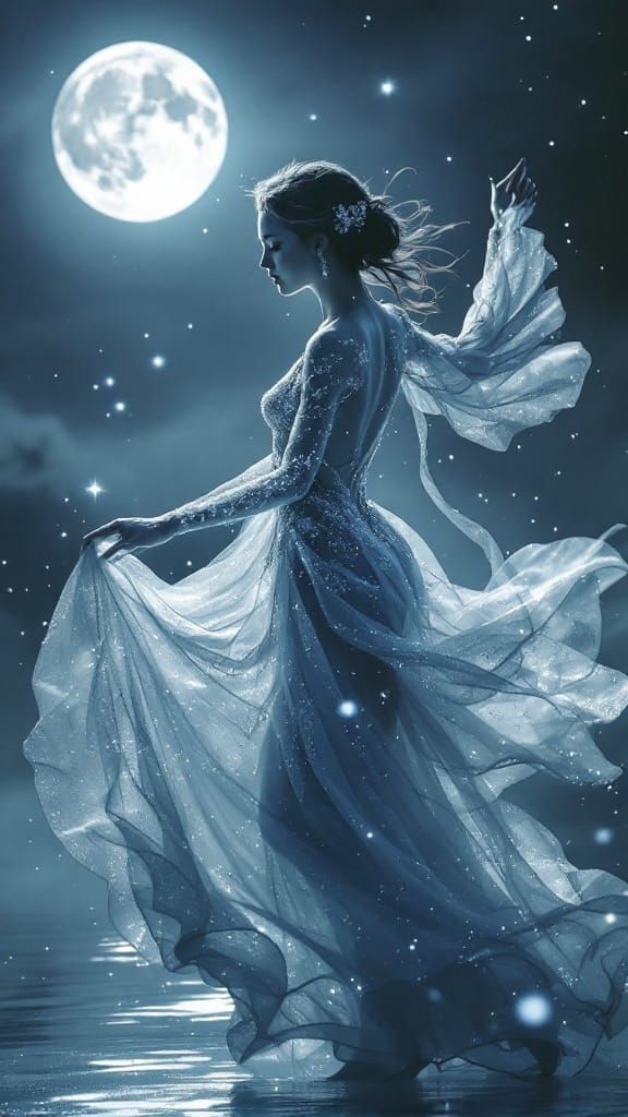 Ethereal Night Dancer in Dreamlike, Symbolist Style