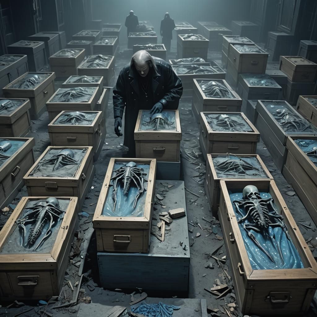 Dystopian Investigators Examine Desolate Scene in Surrealism...