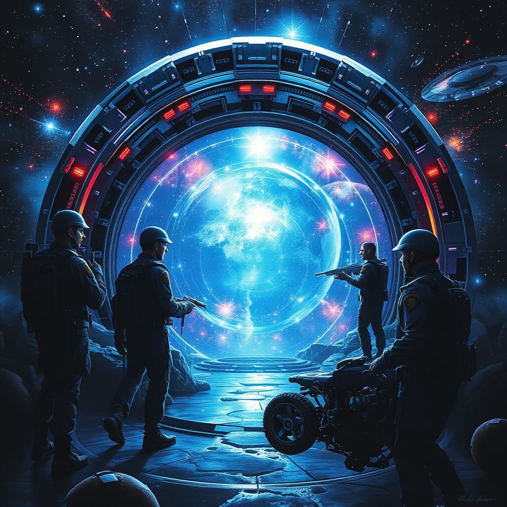 Cosmic Stargate in Vibrant Astral Holographic Art