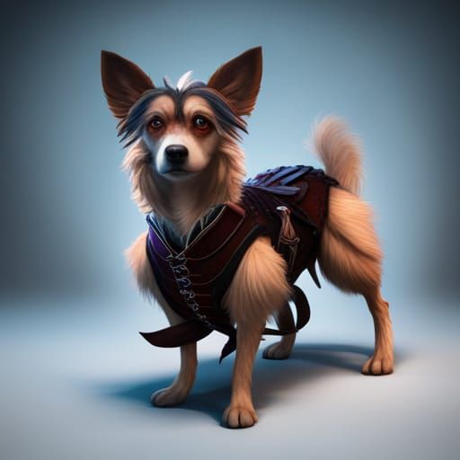 Dog Named Polly in Corset: Detailed Matte Painting