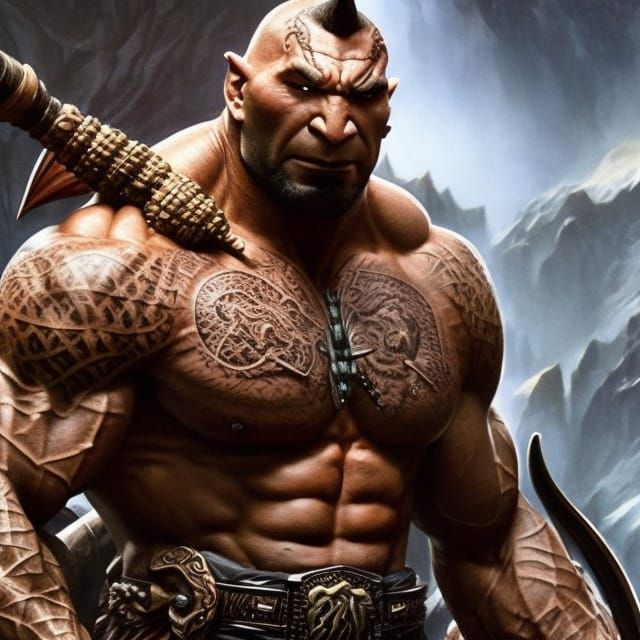 Dave Bautista as Orc in Frank Frazetta Style