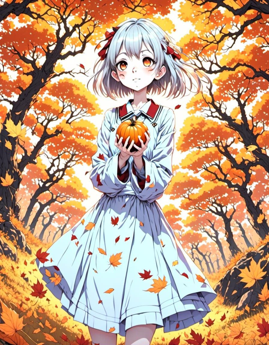 Anime Autumn Scene with Detailed Color Shading