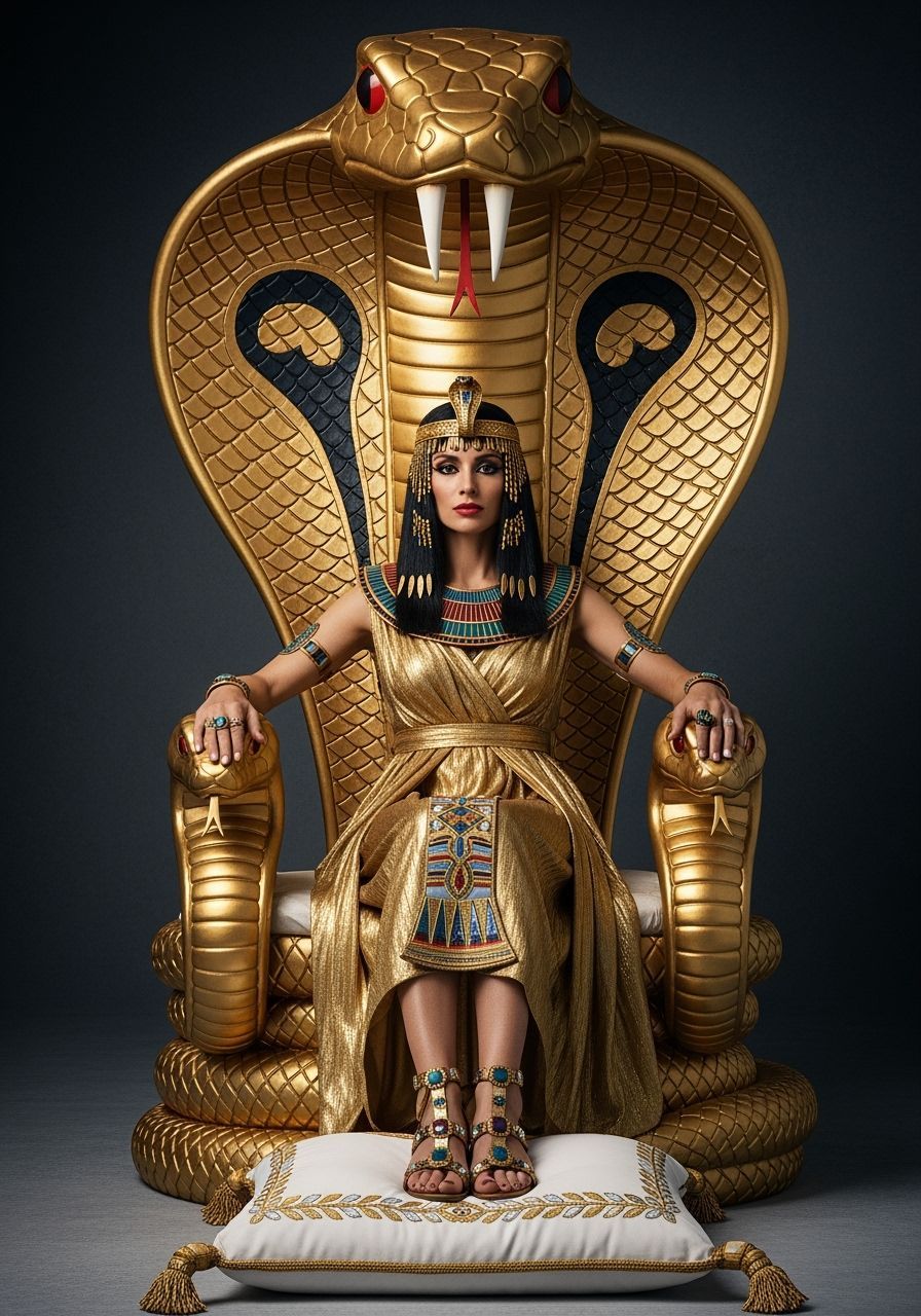Egyptian Queen on Cobra Throne, Professional Photography