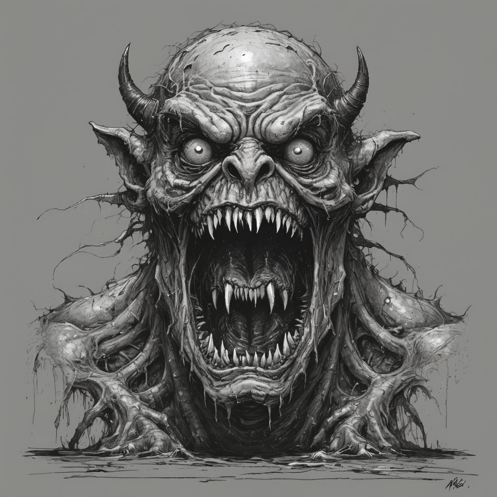 Grotesque Monster in Cartoon Style
