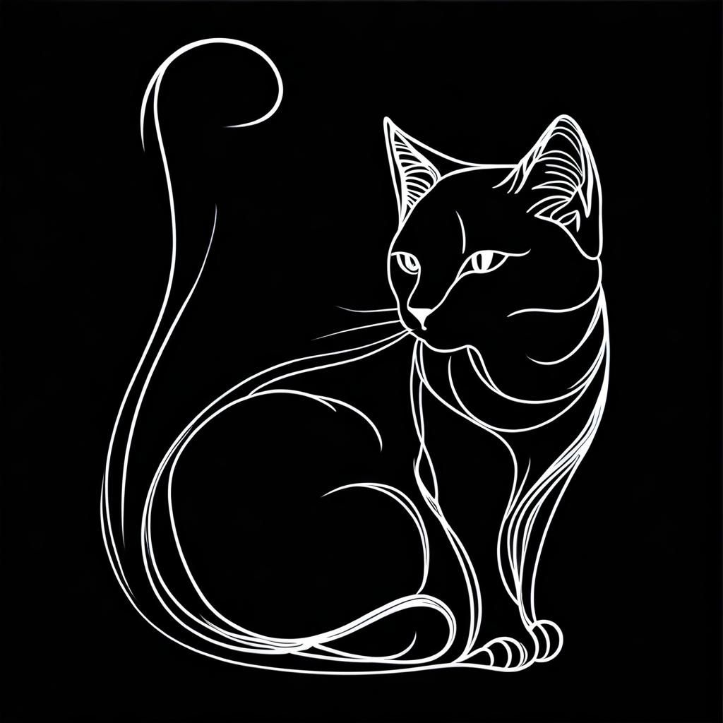 Elegant Continuous Line Art of a Cat Silhouette