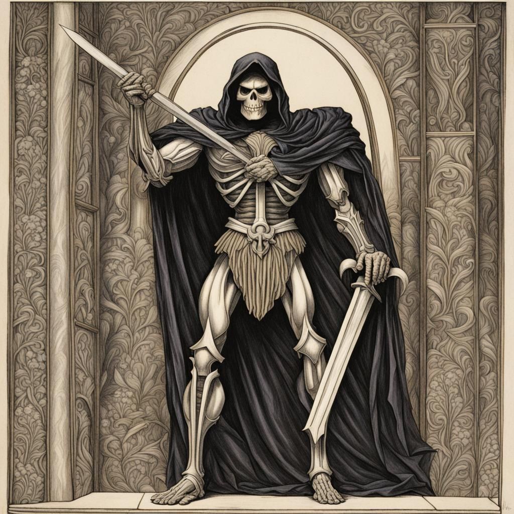 Skeletor in Burne-Jones Pre-Raphaelite Style