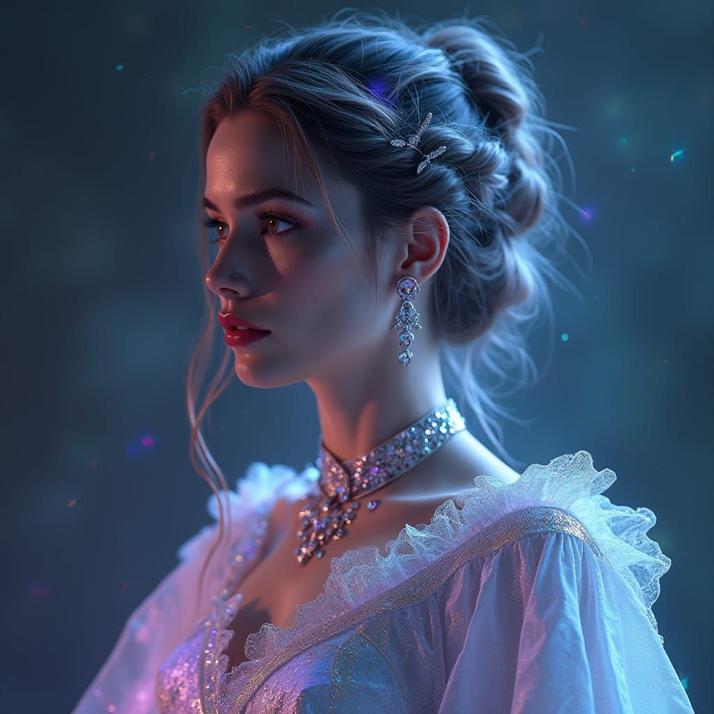 Hyperrealistic Portrait of a Celestial Beauty in Medieval Cy...