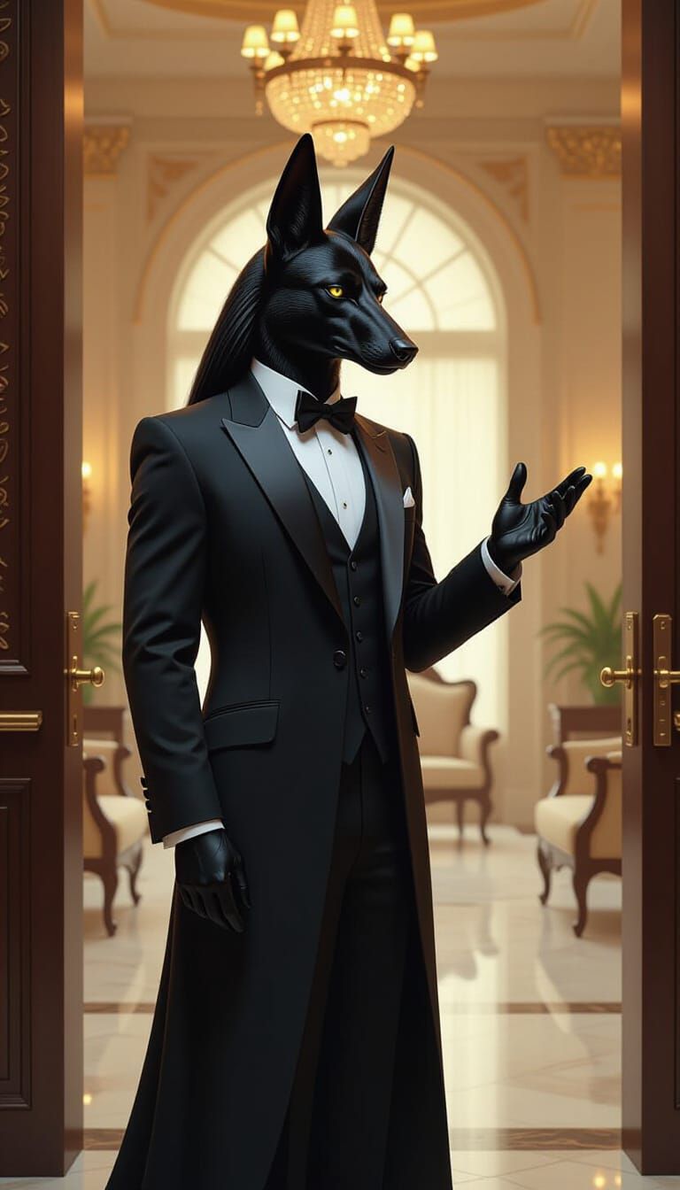 Anubis in a Modern Funeral Home, Digital Painting