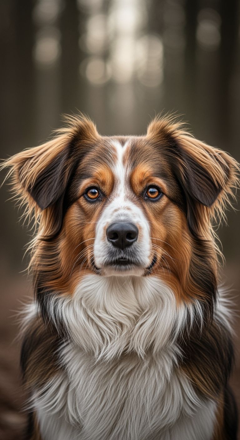 Fluffy Dog with Brown Eyes in Photorealistic Style
