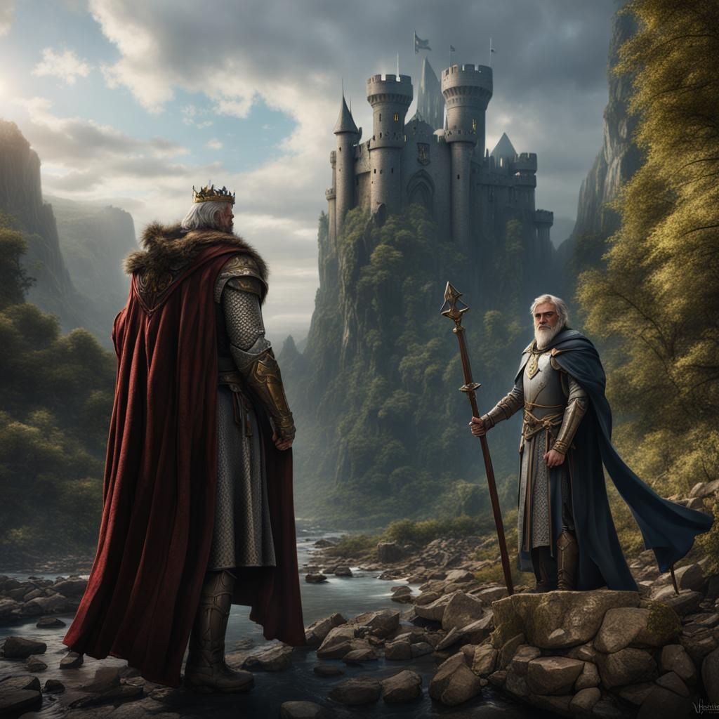 King Arthur and Merlin in Detailed Matte Painting