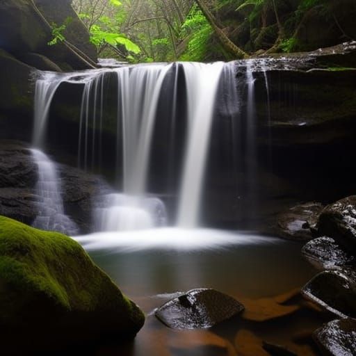 Enchanting Secret Waterfall in Natural Light
