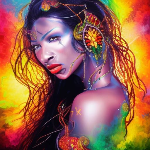 Hyperrealistic Black Magic Woman Portrait