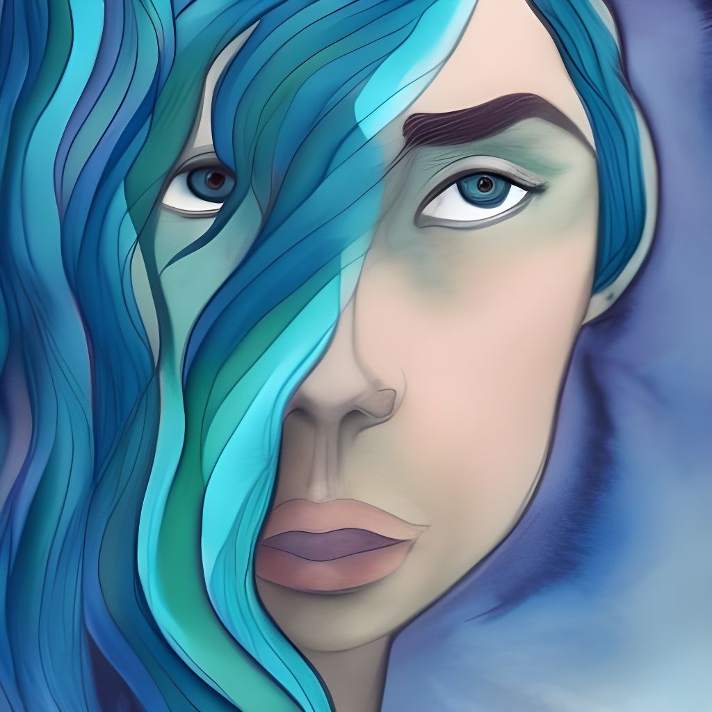 Serene Beauty in Blue Watercolor