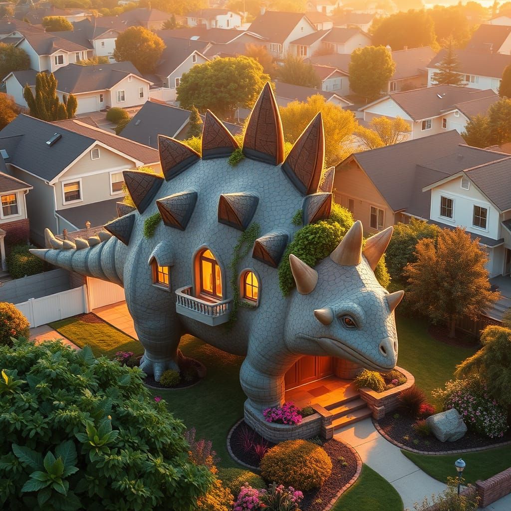 Stegosaurus House in Dreamcore Style