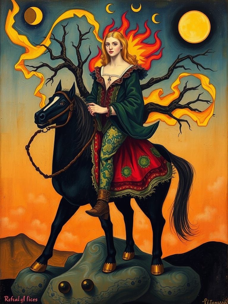 Cubist Fusion of Princess and Inferno