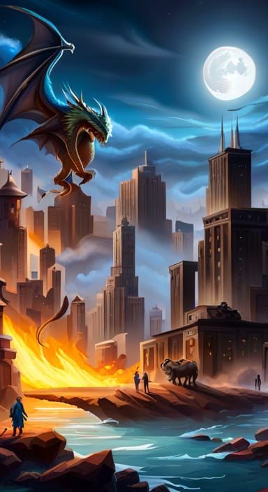 Dark Dragon and Grim Reaper's Meal in Burning City