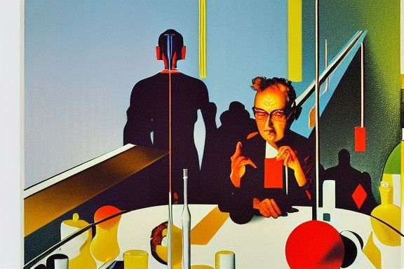 Retro Atomic Landscape in Mid-Century Modern Style