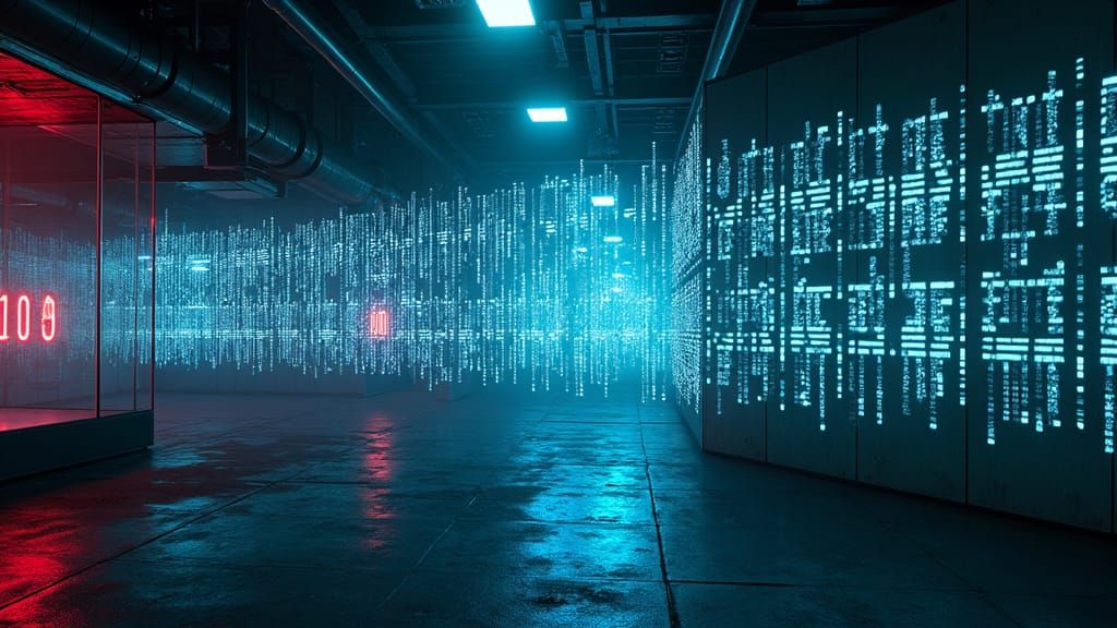 Futuristic Cryptic Code in Cyberpunk Digital Realm