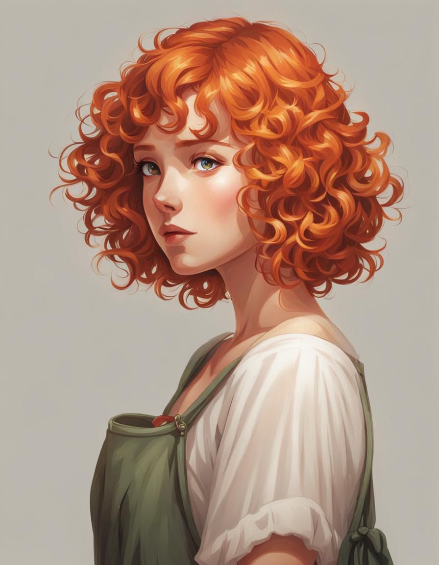 Shy Girl with Orange Hair Portrait