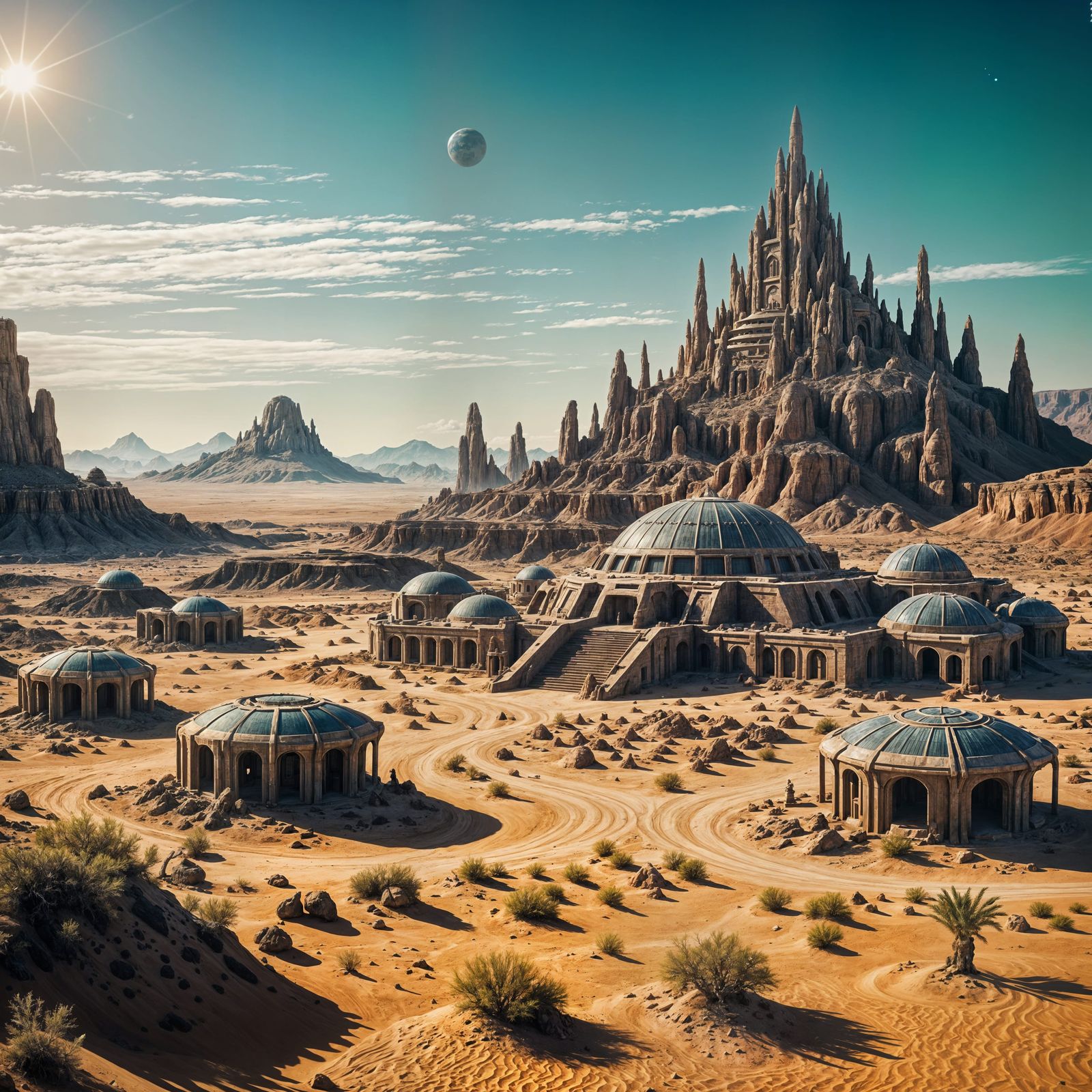 Alien Fortress on Desert Planet: Cinematic Still