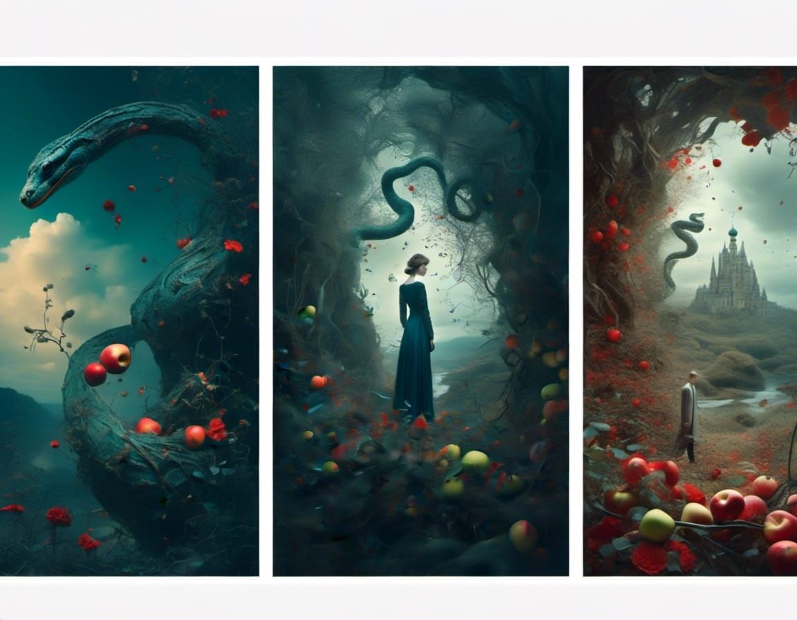 Adam and Eve in Eden: Collage Art Portrait