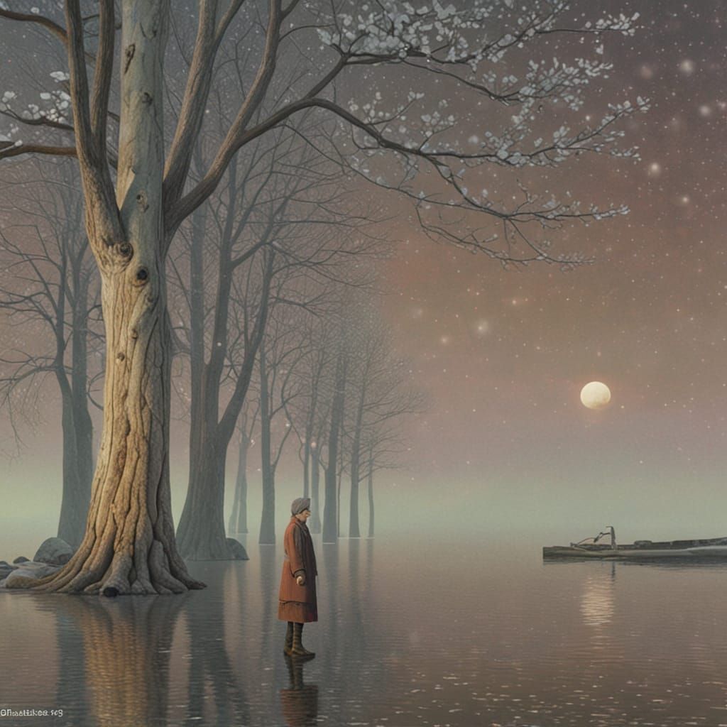 Whimsical Landscape with Dreamlike Surrealism and Vibrant Co...