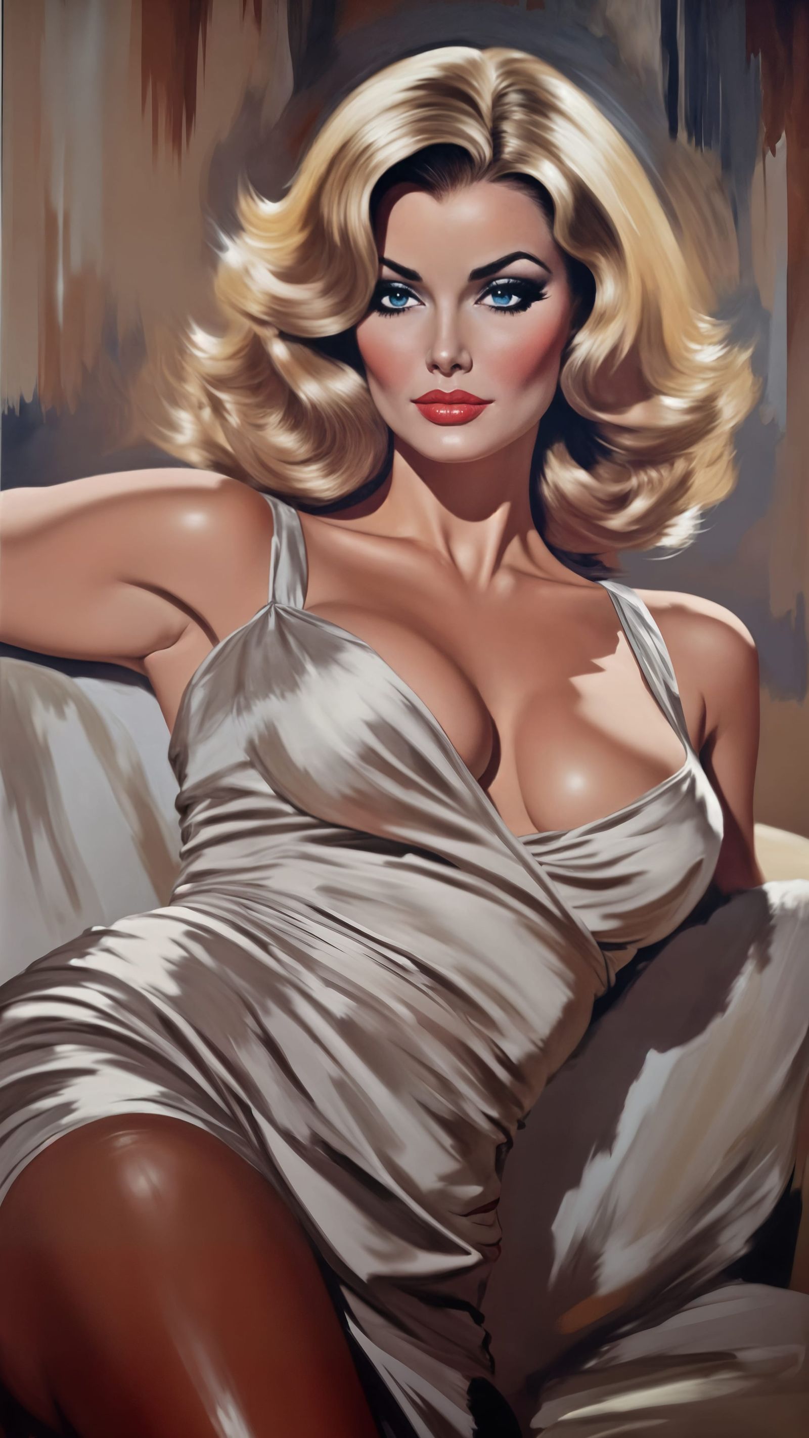 Old Hollywood Starlet Lounging in Mansion, Abstract 60s Styl...