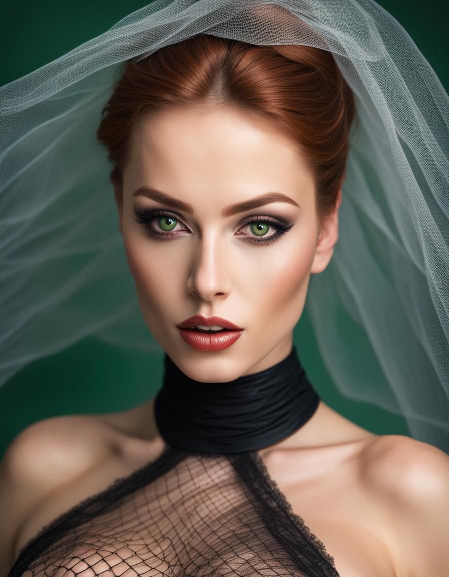 Sensuous Domina Portrait in Hyperrealistic Style