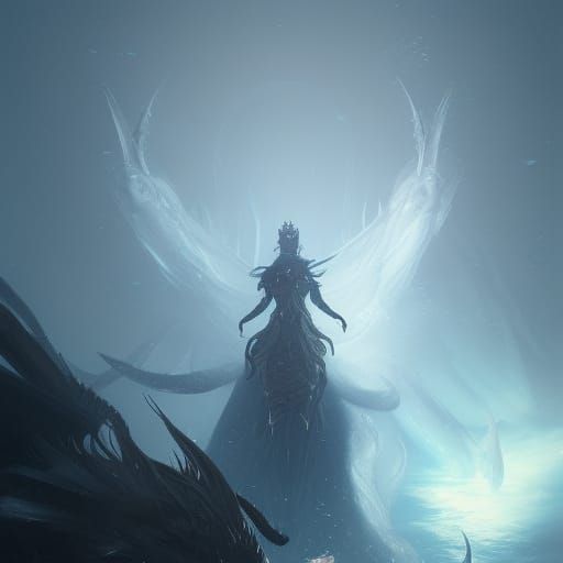 Majestic Ice Dragon in Dark Fantasy Art