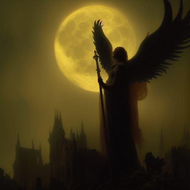 Fallen Angel Mourns in Gothic Cemetery