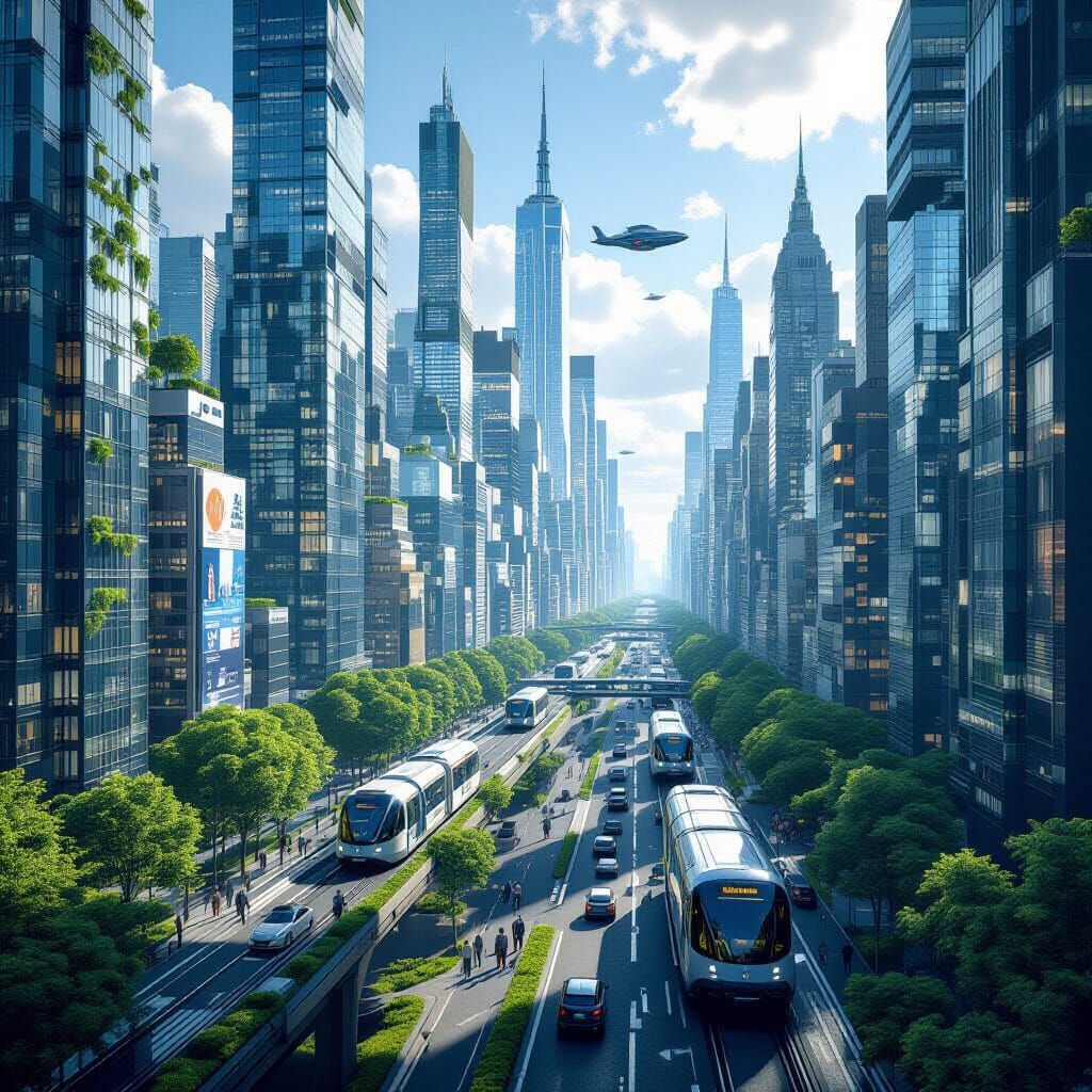Futuristic New York City 2050 in Matte Painting Style