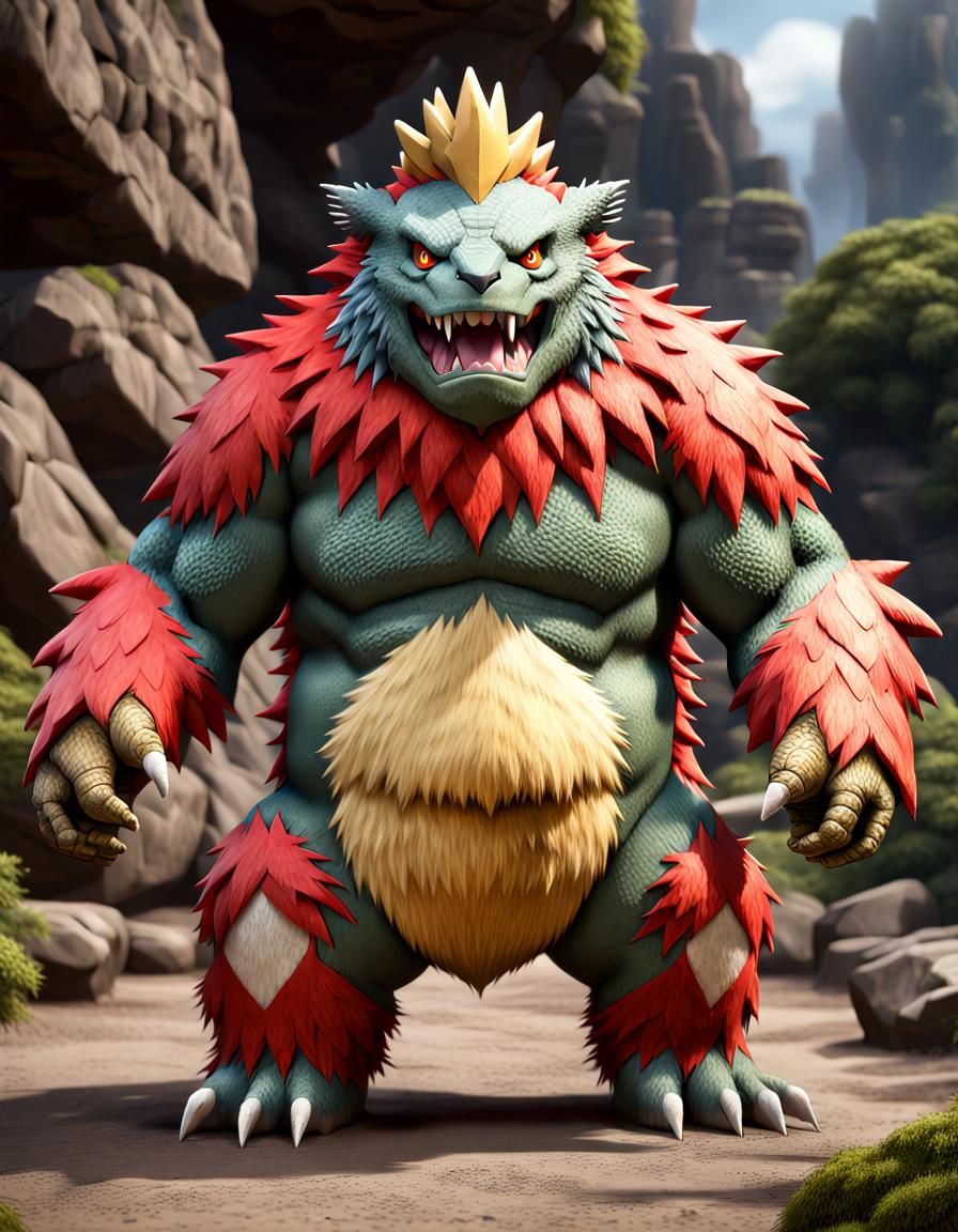 Cinematic Photo of Tyranitar Blaziken Care Bear Hybrid