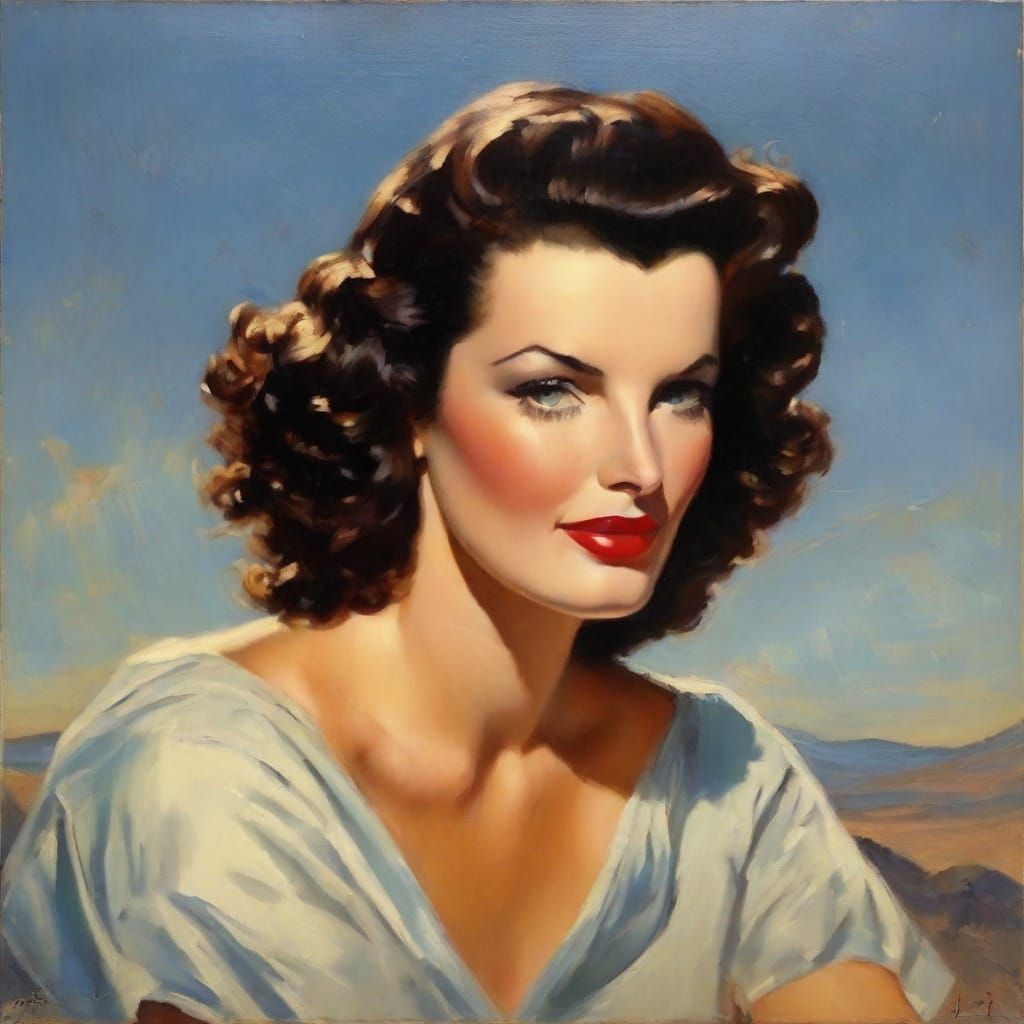 Realistic Portrait of Woman in Impressionistic Style